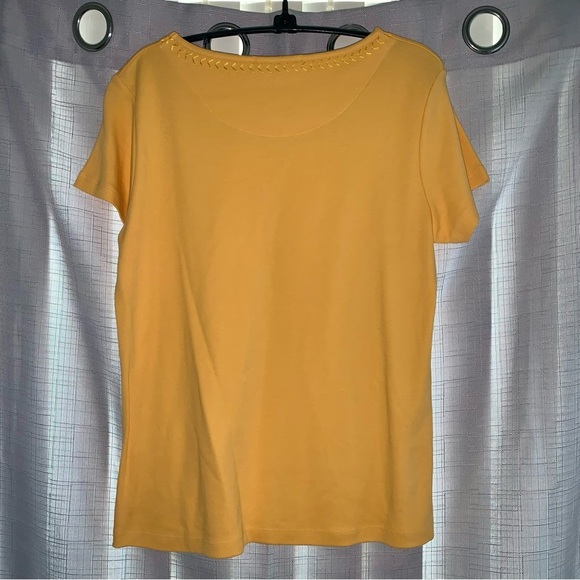 💧Coldwater Creek Yellow 100% Cotton Short Sleeve Tee size Small - Picture 2 of 6